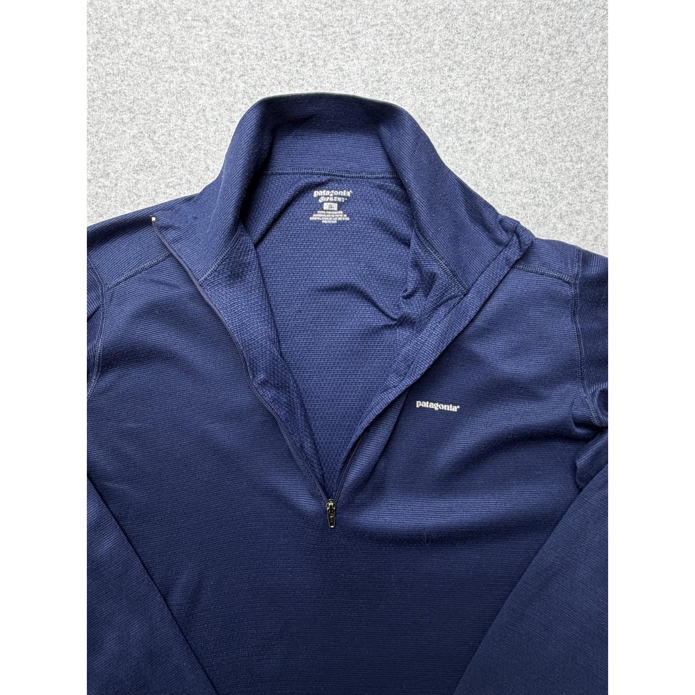 Patagonia Capilene Pullover Mens Small Blue Quarter Zip Baselayer Shirt Hiking - Picture 3 of 7